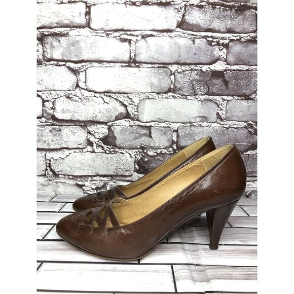 Cities VTG Brown Leather Pointed Toe Dress High Heels Women’s Sz 6M US/36.5EU - Picture 9 of 16